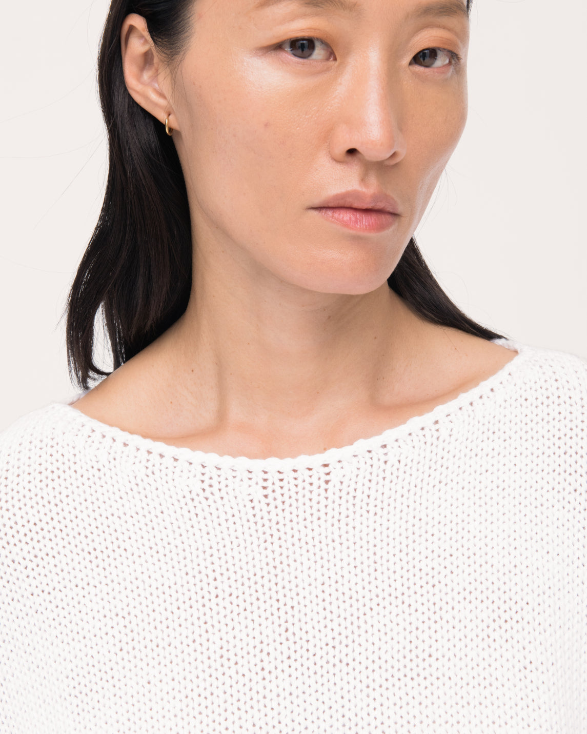 Draped Knit Sweater | White in white