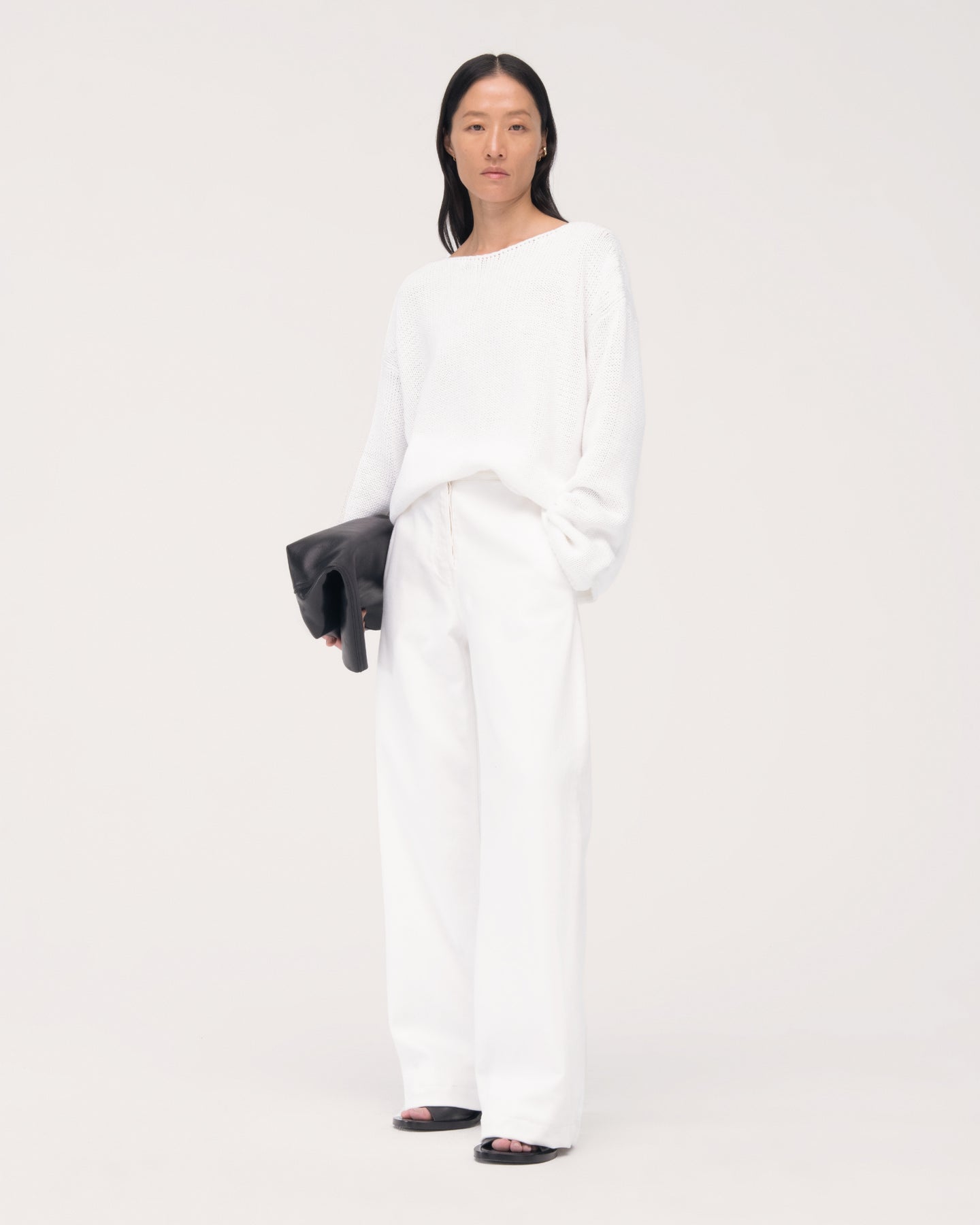 Draped Knit Sweater | White in white