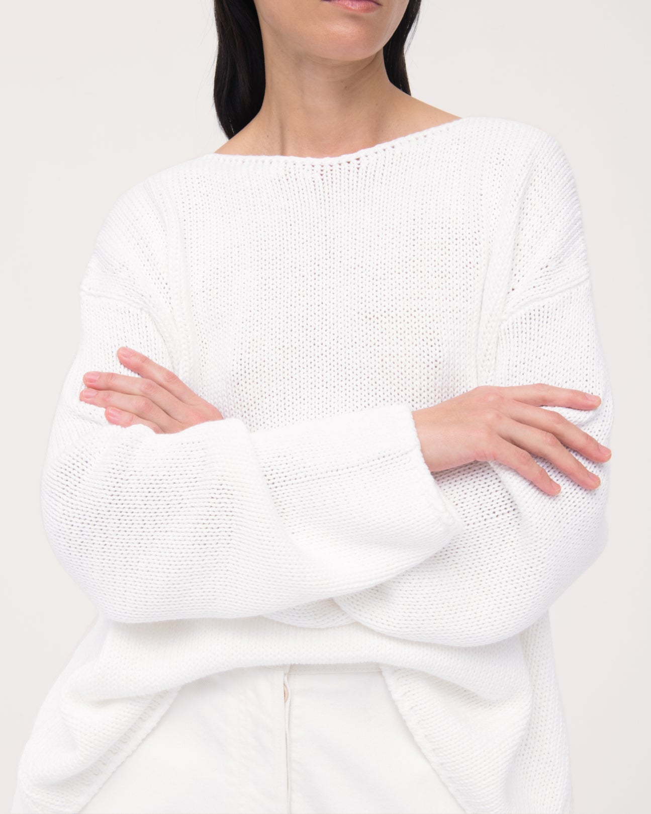 Draped Knit Sweater | White in white