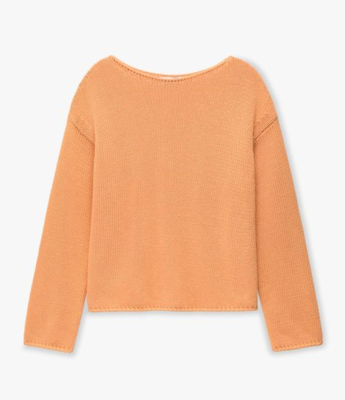 Another Tomorrow Draped Knit Sweater in Papaya – Cotton Women's Knitwear