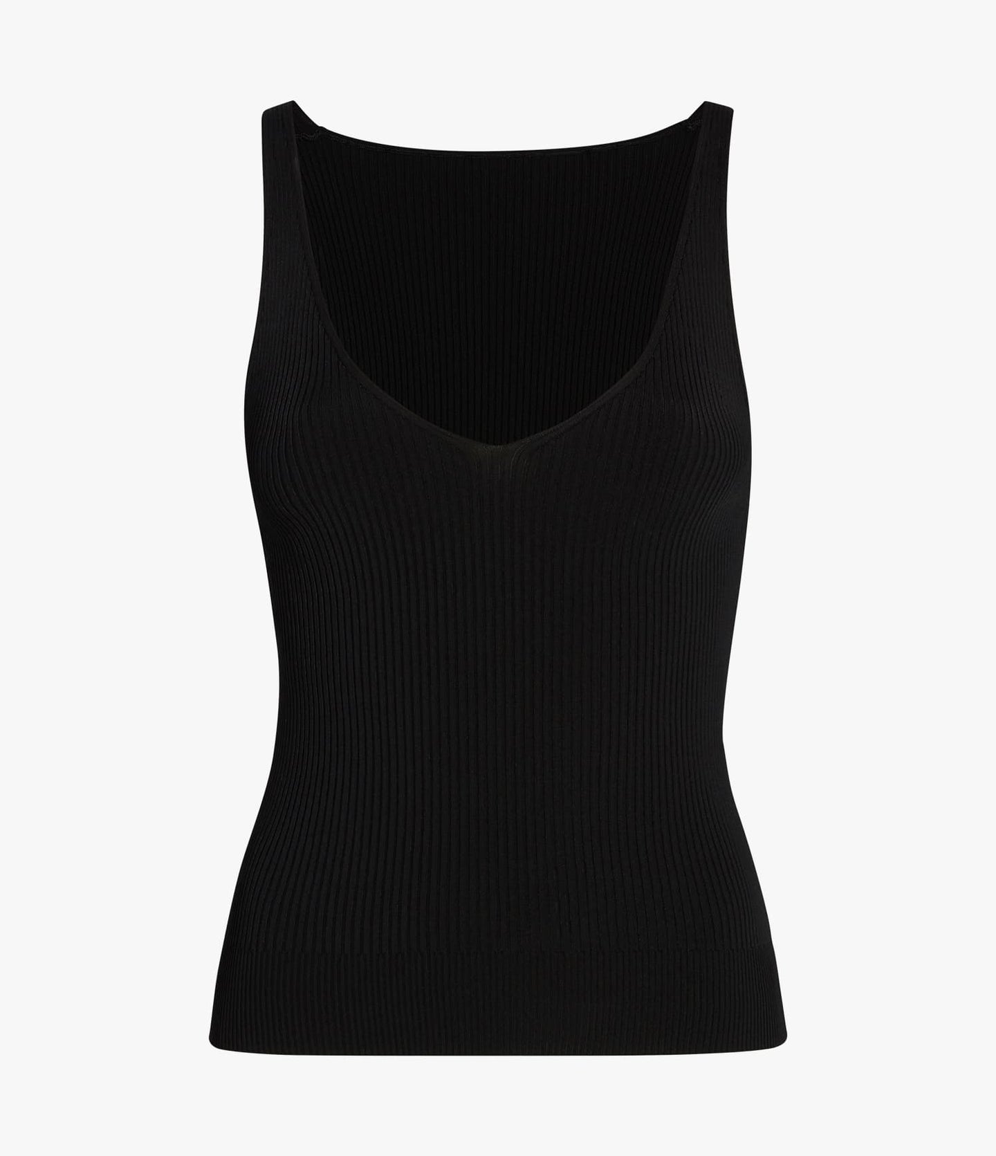 Another Tomorrow Deep V Tank Knit in Black – Viscose Women's Knitwear