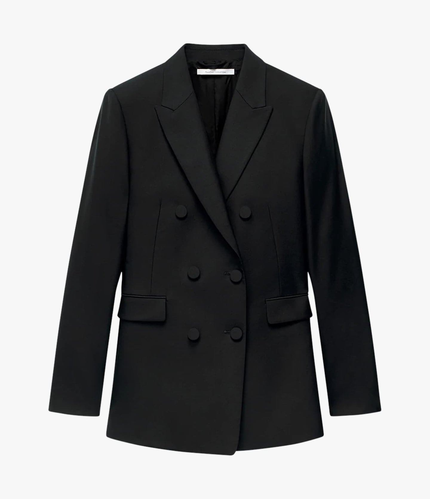 Another Tomorrow Double-Breasted Jacket in Black – Wool Women's Jacket