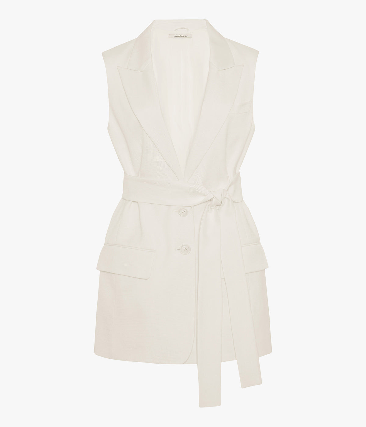 Another Tomorrow Easy Tie Vest in Off White – Cotton Women's Jacket