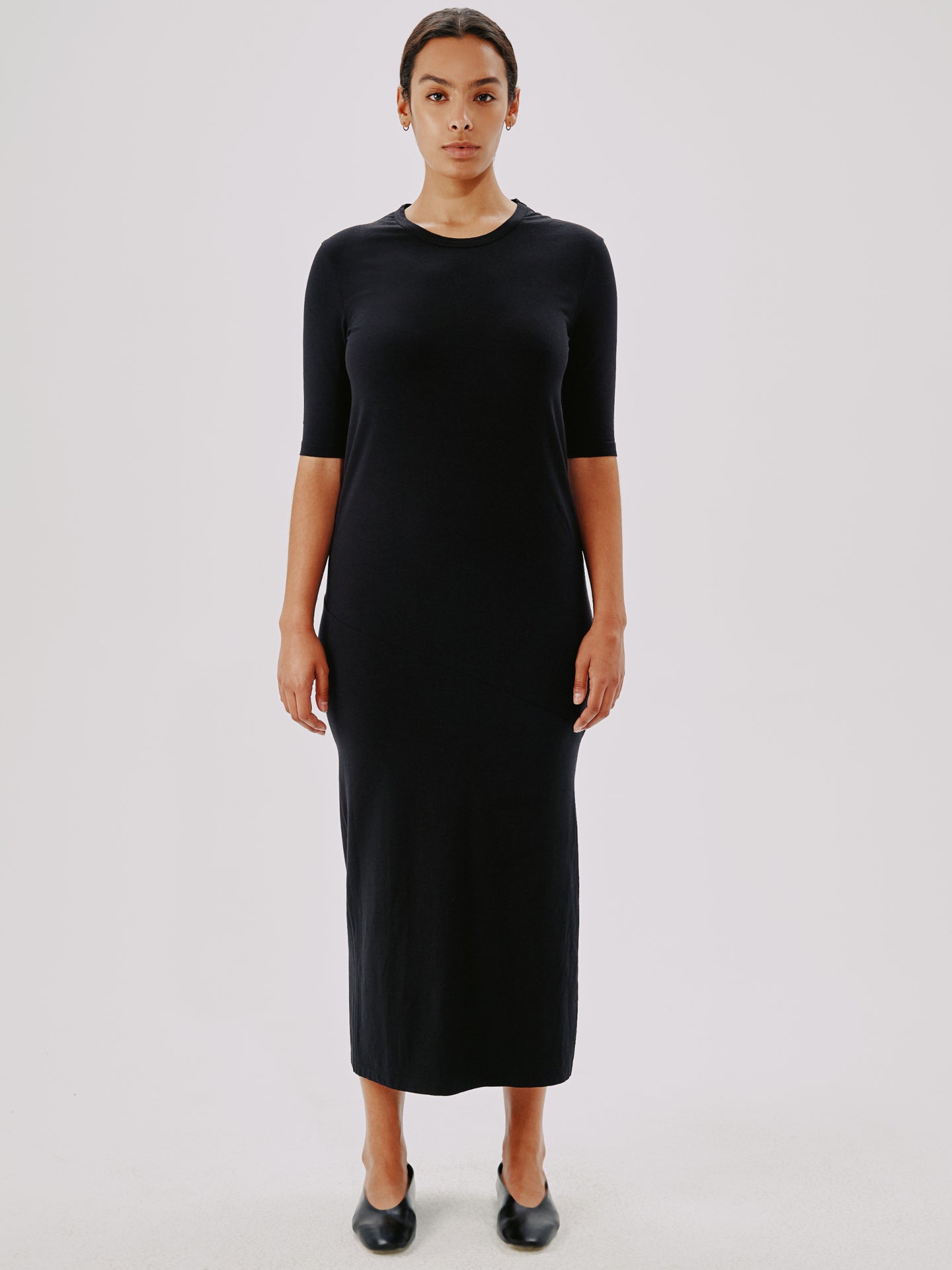 Elbow Sleeve Dress | Black in black