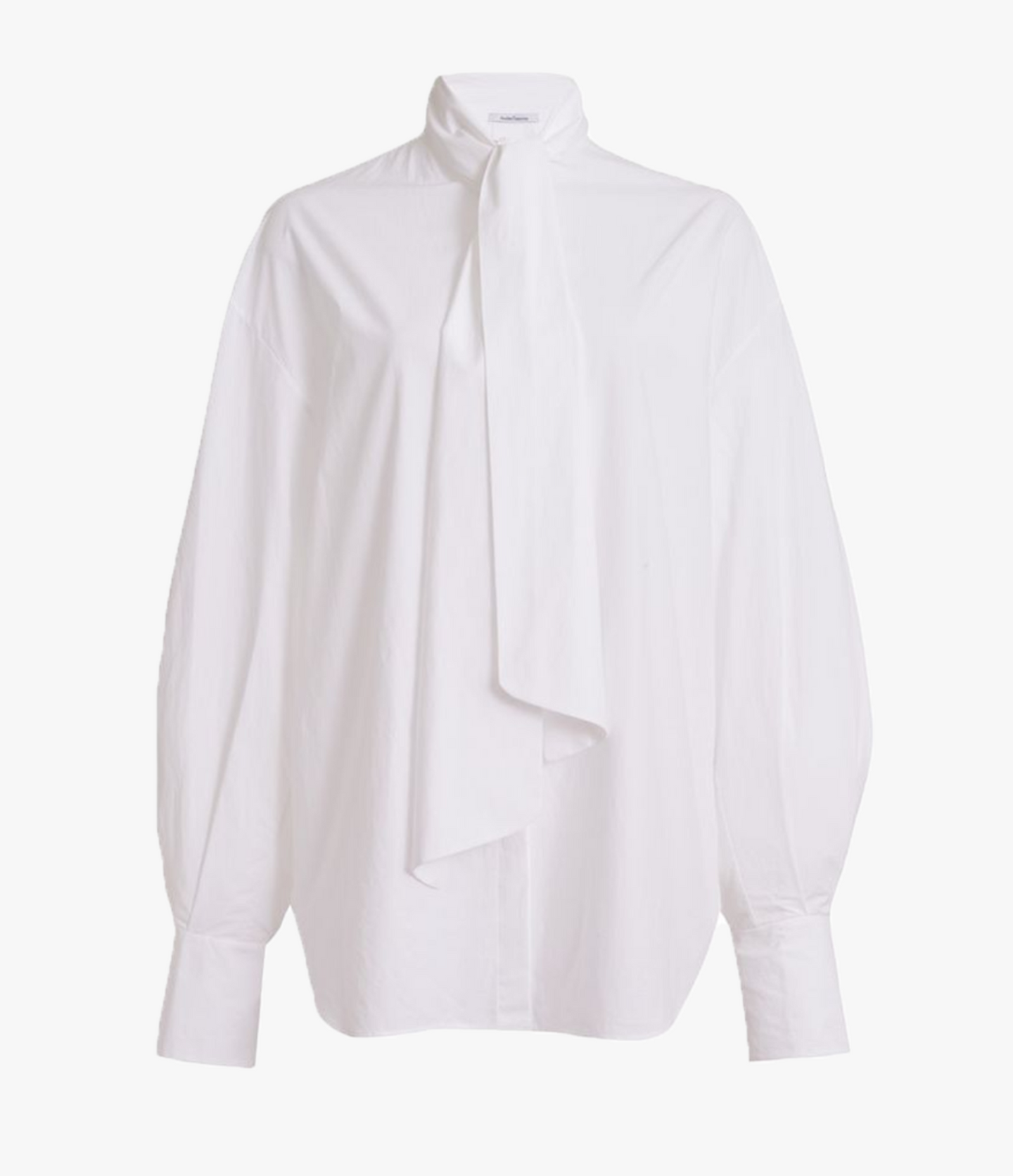 Another Tomorrow Exaggerated Bow Blouse in White – Cotton Women's Top