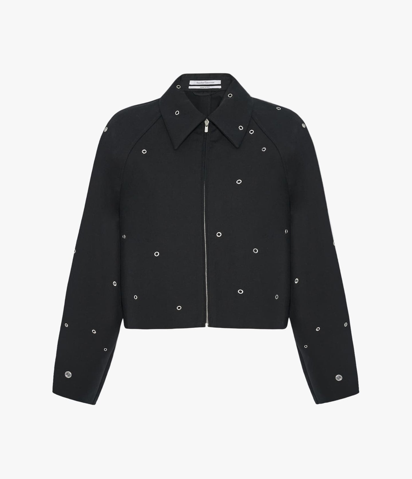 Another Tomorrow Eyelet Cropped Jacket in Black – Cotton Women's Jacket