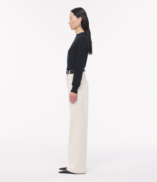 Another Tomorrow Featherweight Crew in Black – Wool