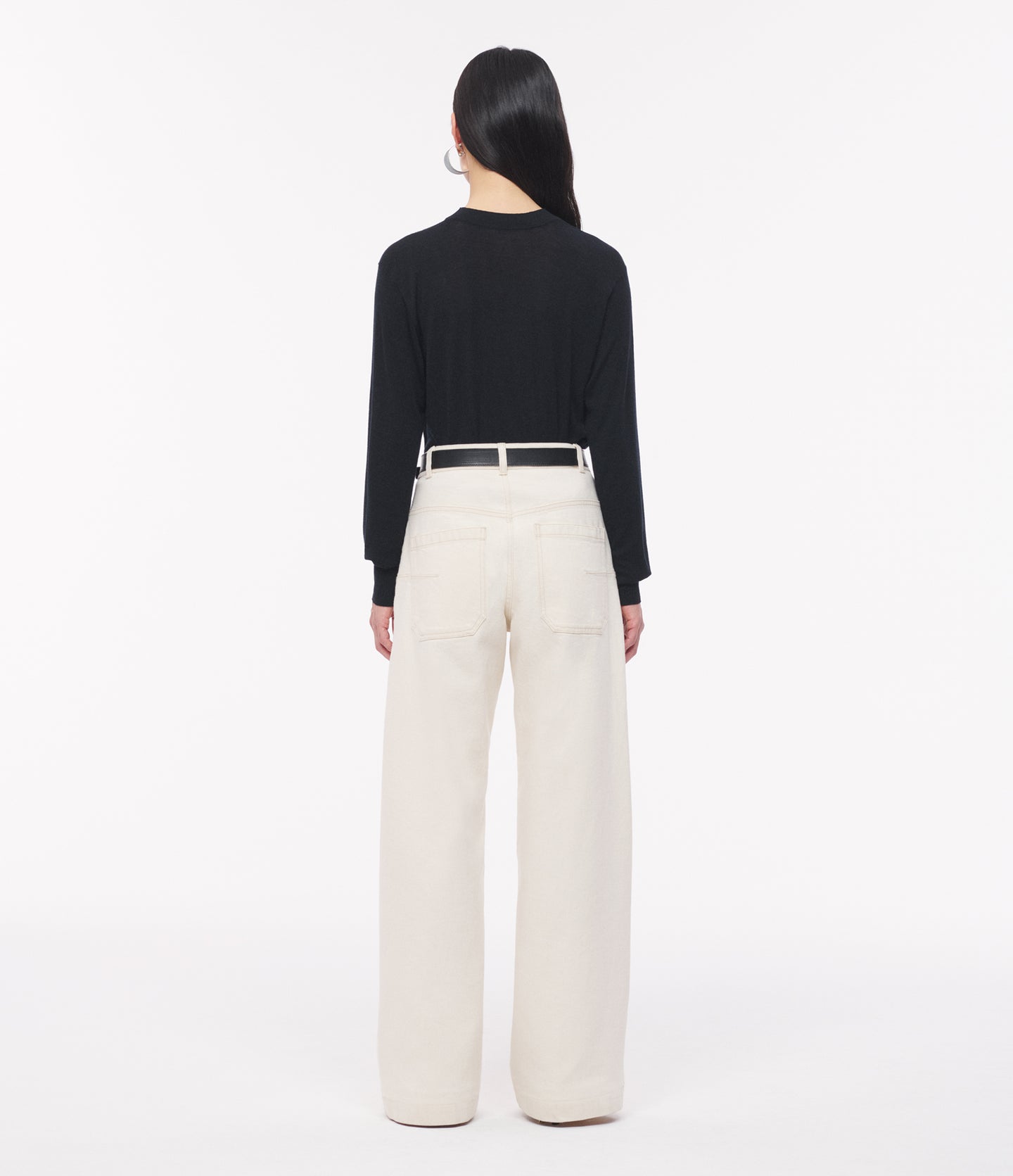 Another Tomorrow Featherweight Crew in Black – Wool