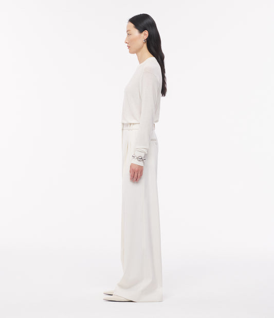 Another Tomorrow Featherweight Crew in Off White – Wool