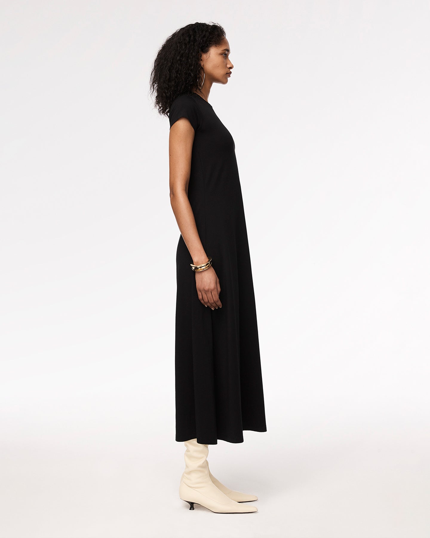 Another Tomorrow Fitted Tee Dress in Black – Cotton Women's Dress