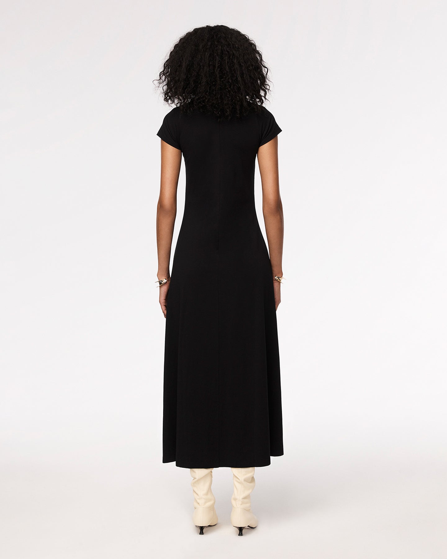 Another Tomorrow Fitted Tee Dress in Black – Cotton Women's Dress
