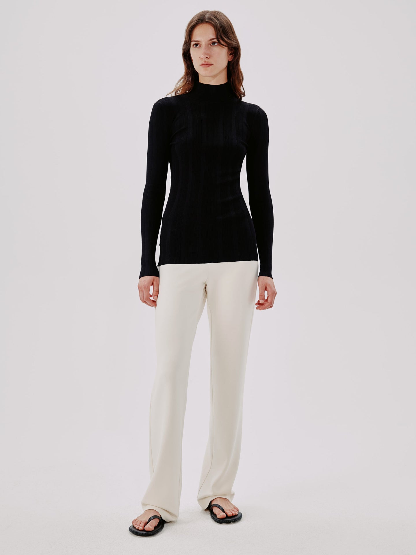 Variegated Rib Turtleneck - Resale | Black