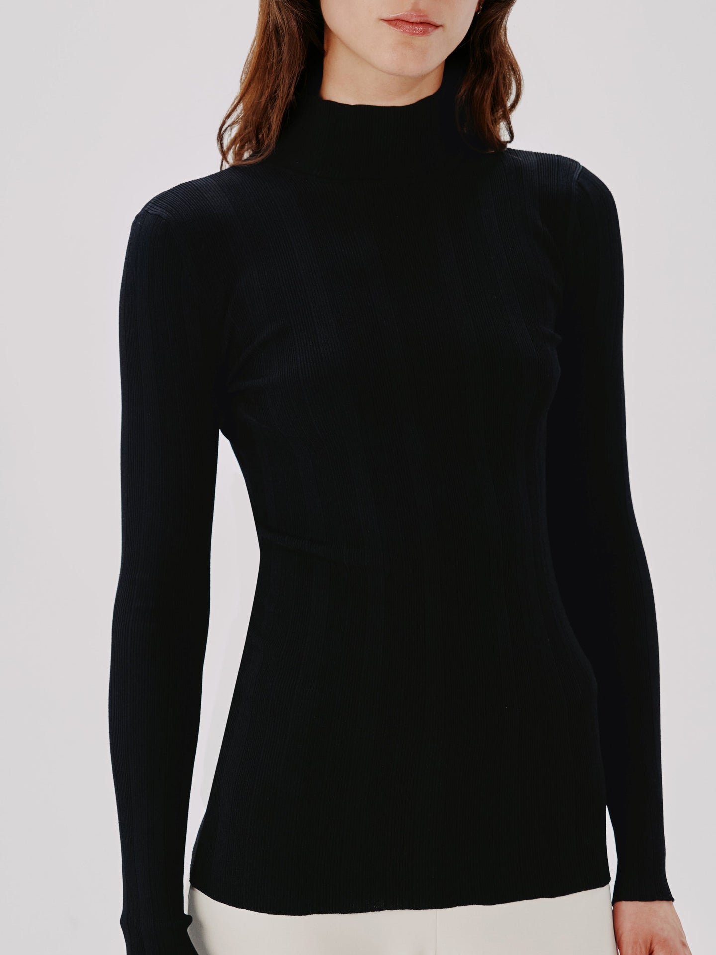 Variegated Rib Turtleneck - Resale | Black