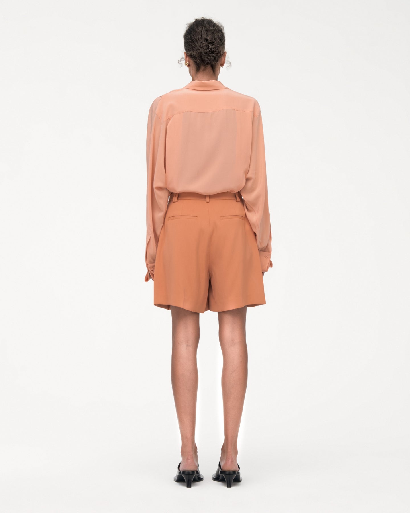 Another Tomorrow Fluid Pleated Short in Clay – Viscose Women's Trousers