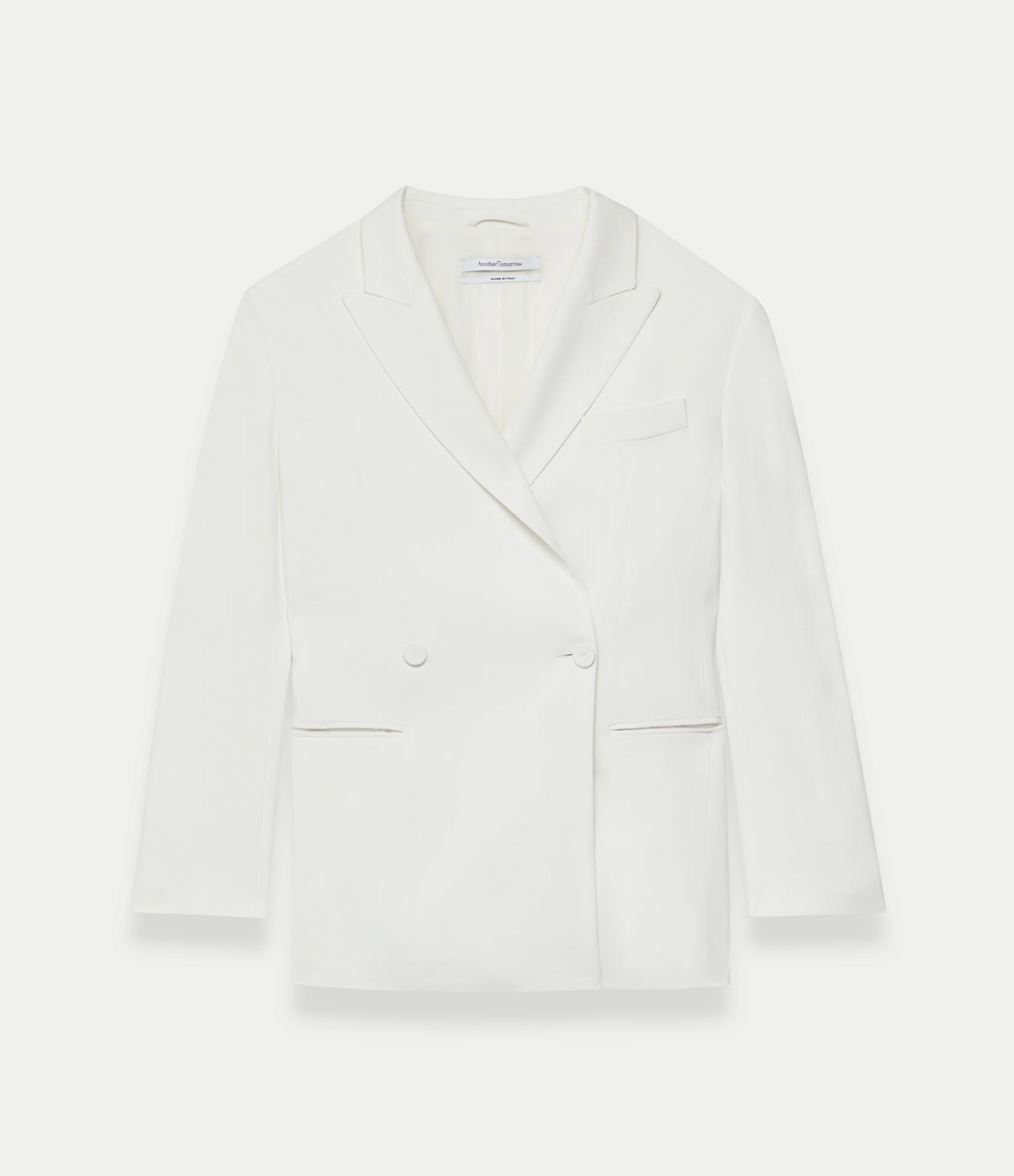 Another Tomorrow Fluid Double Breasted Jacket in Off White – Viscose Women's Jacket