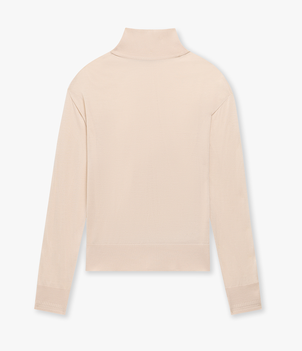 Another Tomorrow Featherweight Turtleneck in Blonde – Wool Women's Knitwear