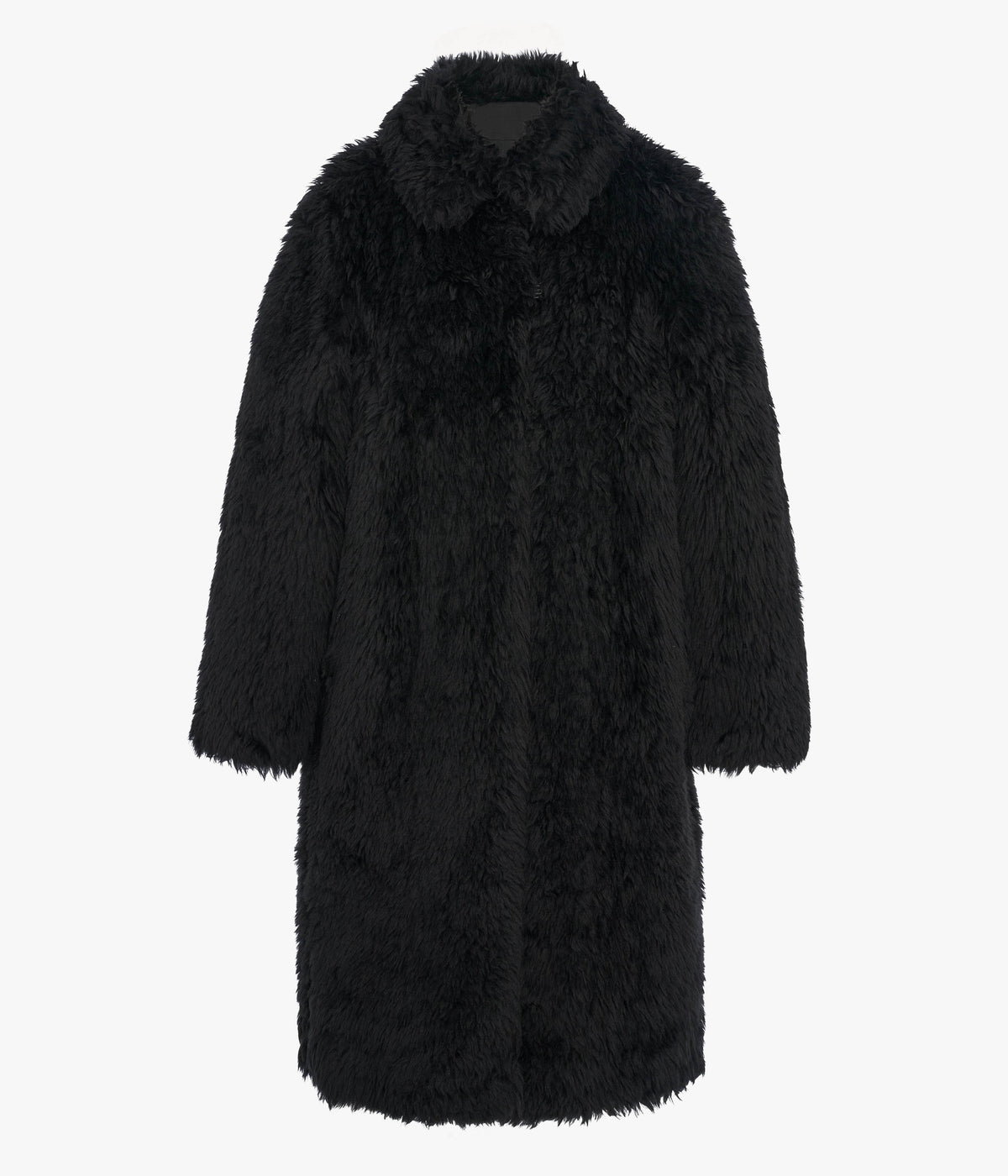 Another Tomorrow Fur Balmacaan in Black – Wool Women's Outerwear