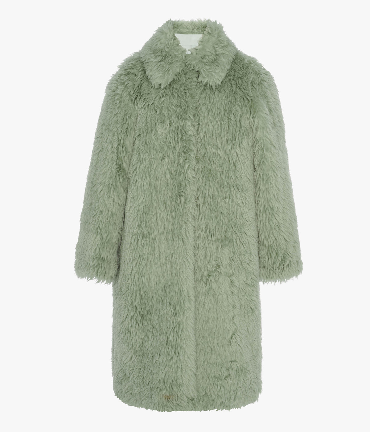 Another Tomorrow Fur Balmacaan in Celadon – Wool Women's Outerwear
