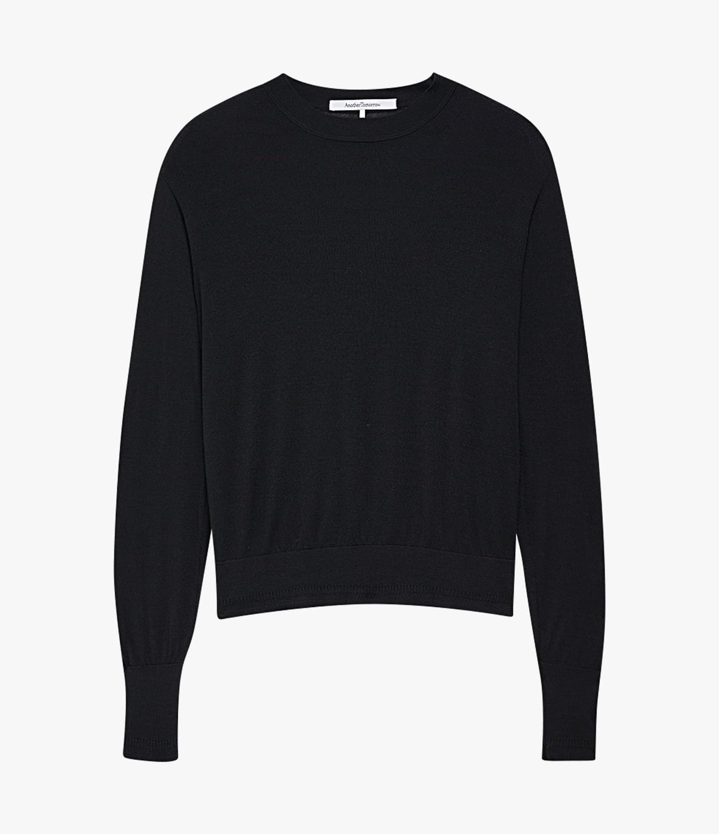 Another Tomorrow Featherweight Crew in Black – Wool