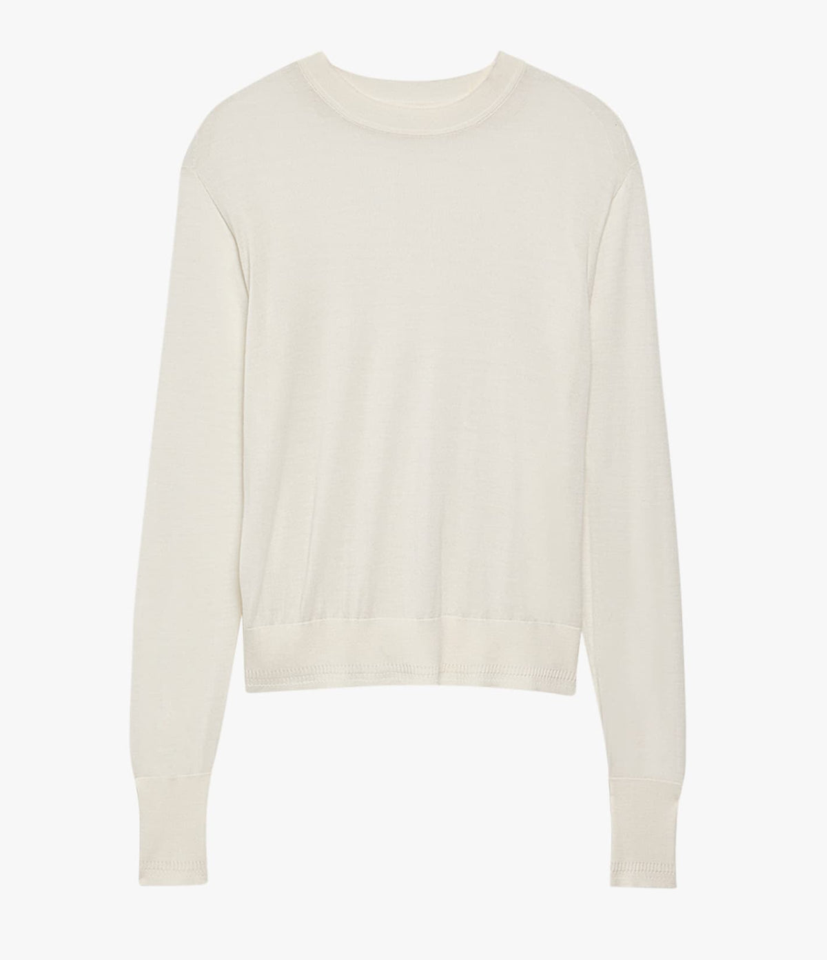 Another Tomorrow Featherweight Crew in Off White – Wool