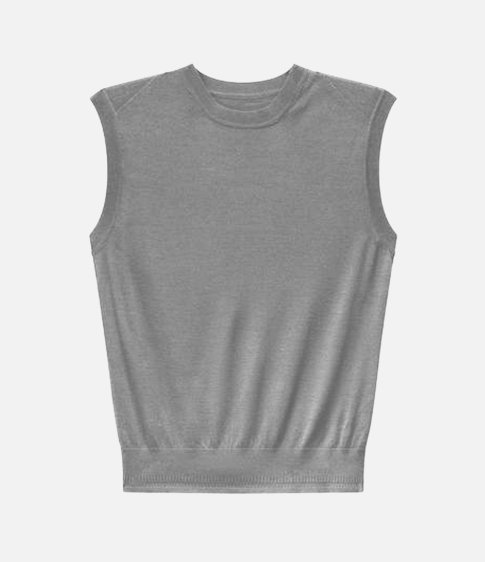 Another Tomorrow Featherweight Shell in Grey – Wool Women's Top