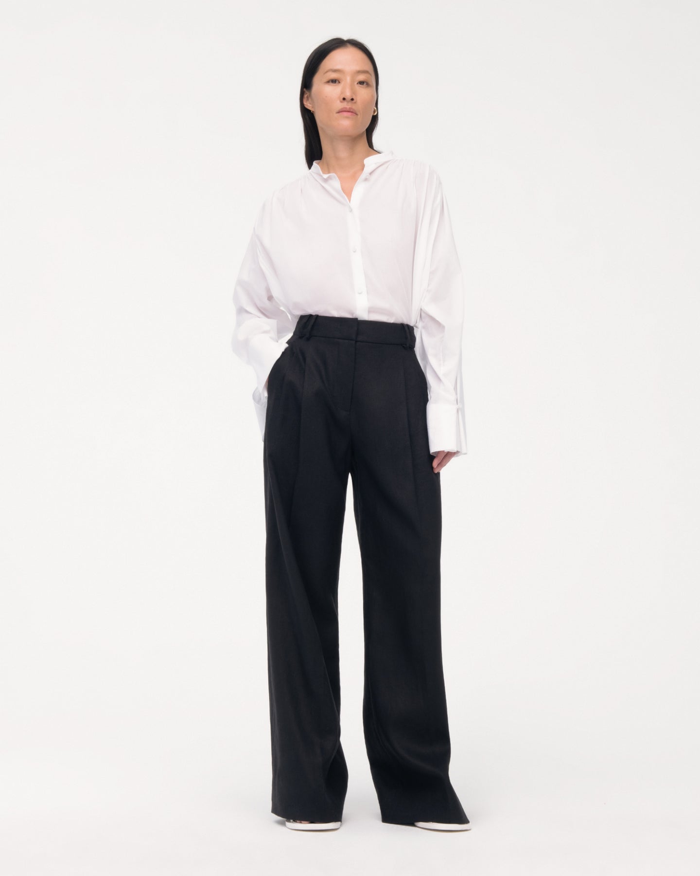 Gathered Voile Blouse | Off White in off white