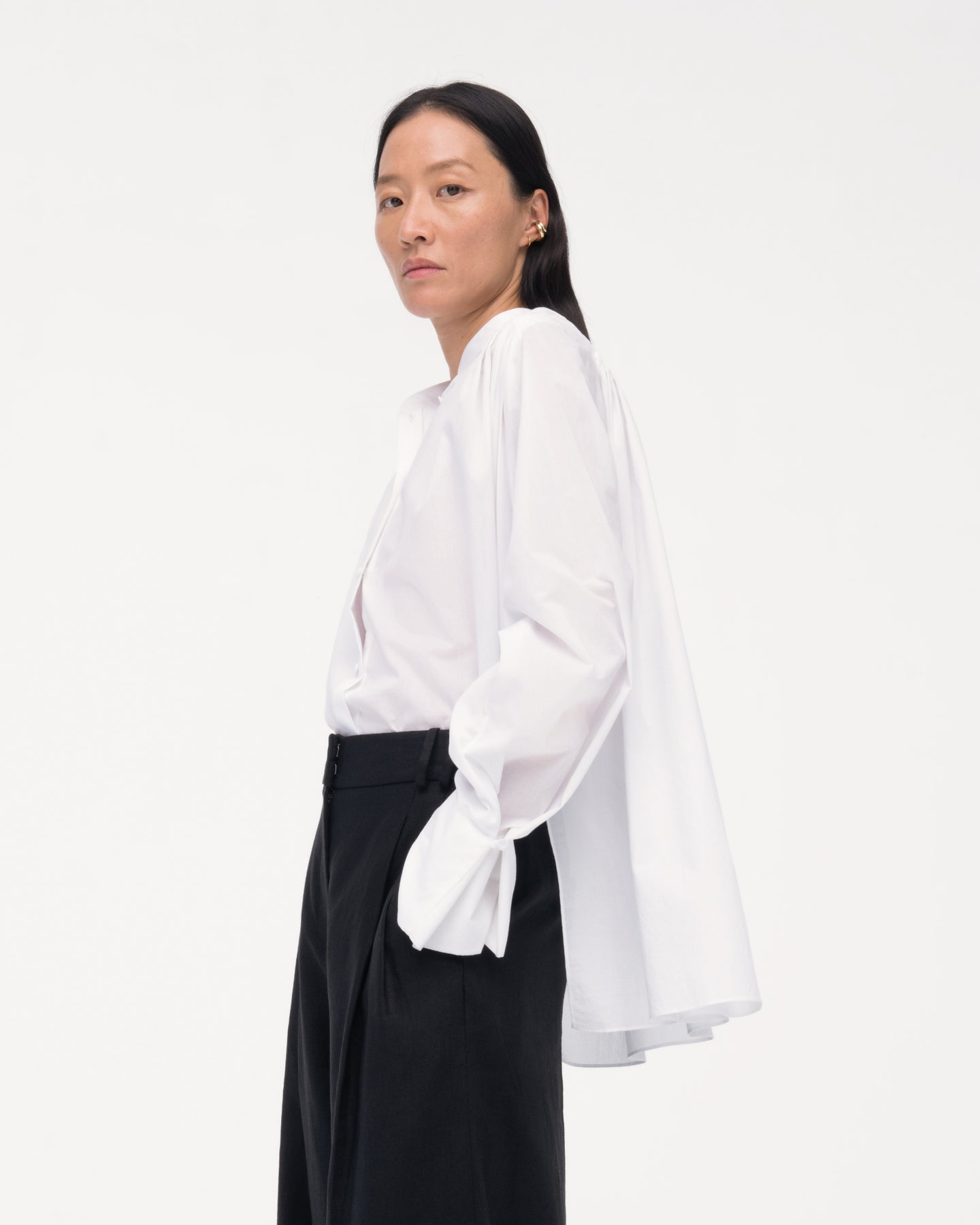 Gathered Voile Blouse | Off White in off white