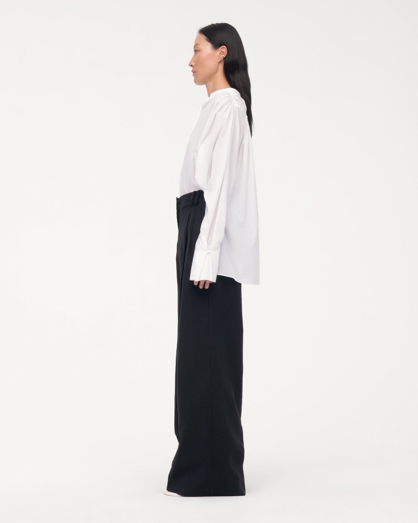 Gathered Voile Blouse | Off White in off white