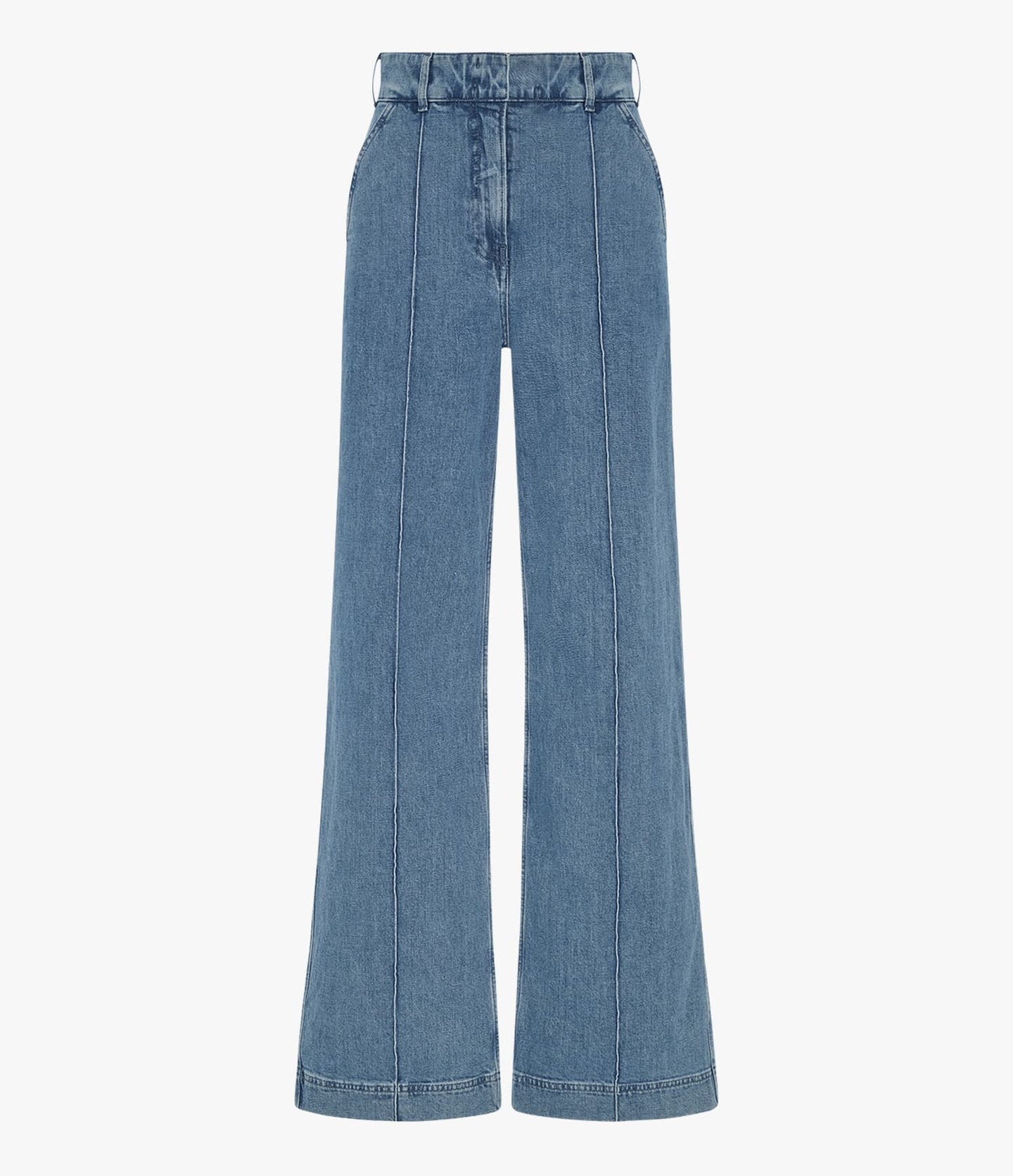 High Waisted Denim Trouser | Light Blue Wash
