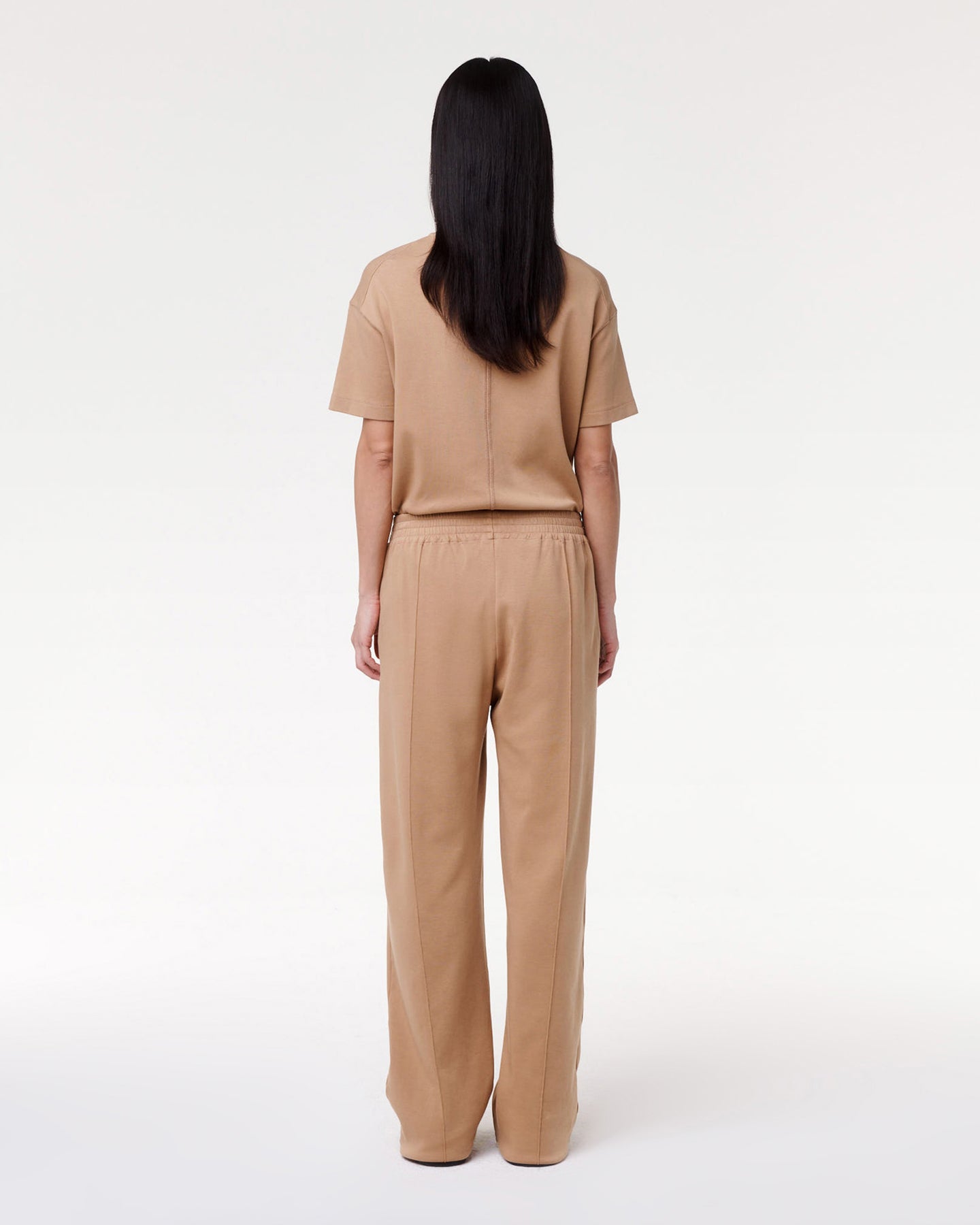 Another Tomorrow Luxe Seamed Short Sleeve in Hazelnut – Cotton Women's Trousers