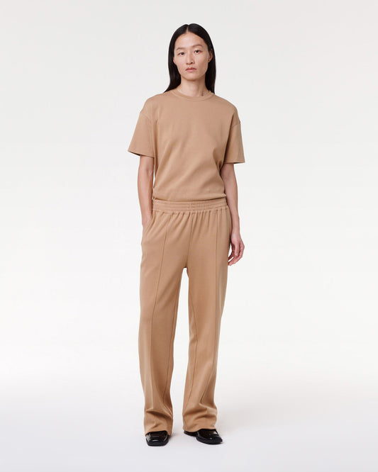 Another Tomorrow Luxe Seamed Lounge Pant in Hazelnut – Cotton Women's Trousers