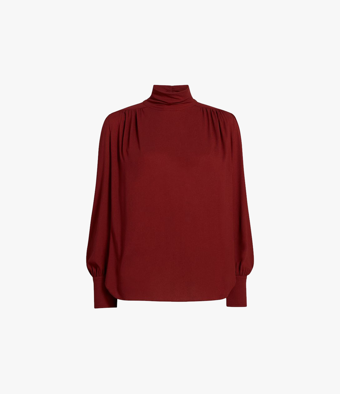 Another Tomorrow High Neck Blouse in Rust – Viscose Women's Top