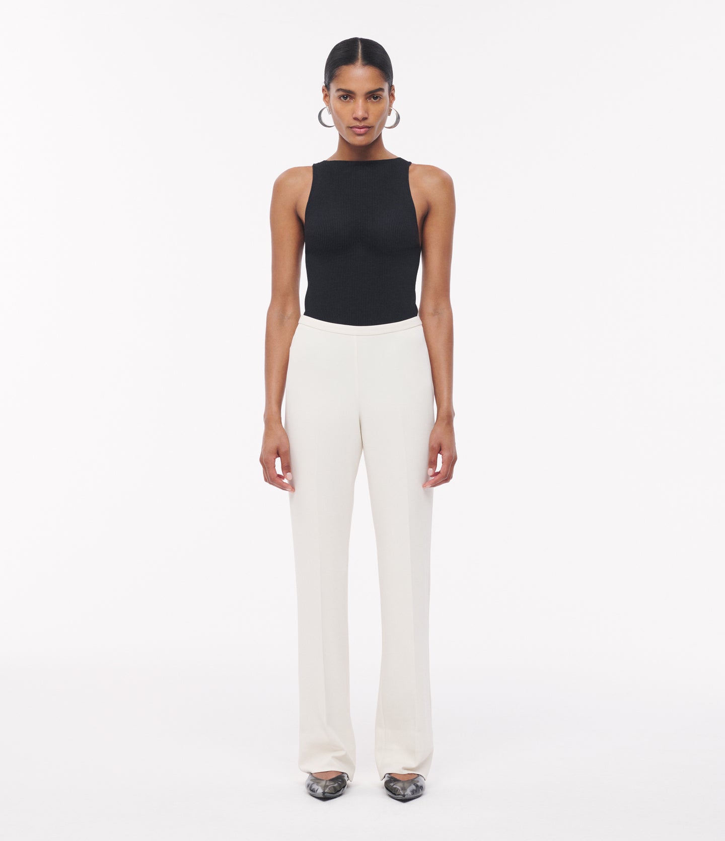 Another Tomorrow Jersey Pant in Cream – Viscose Women's Trousers