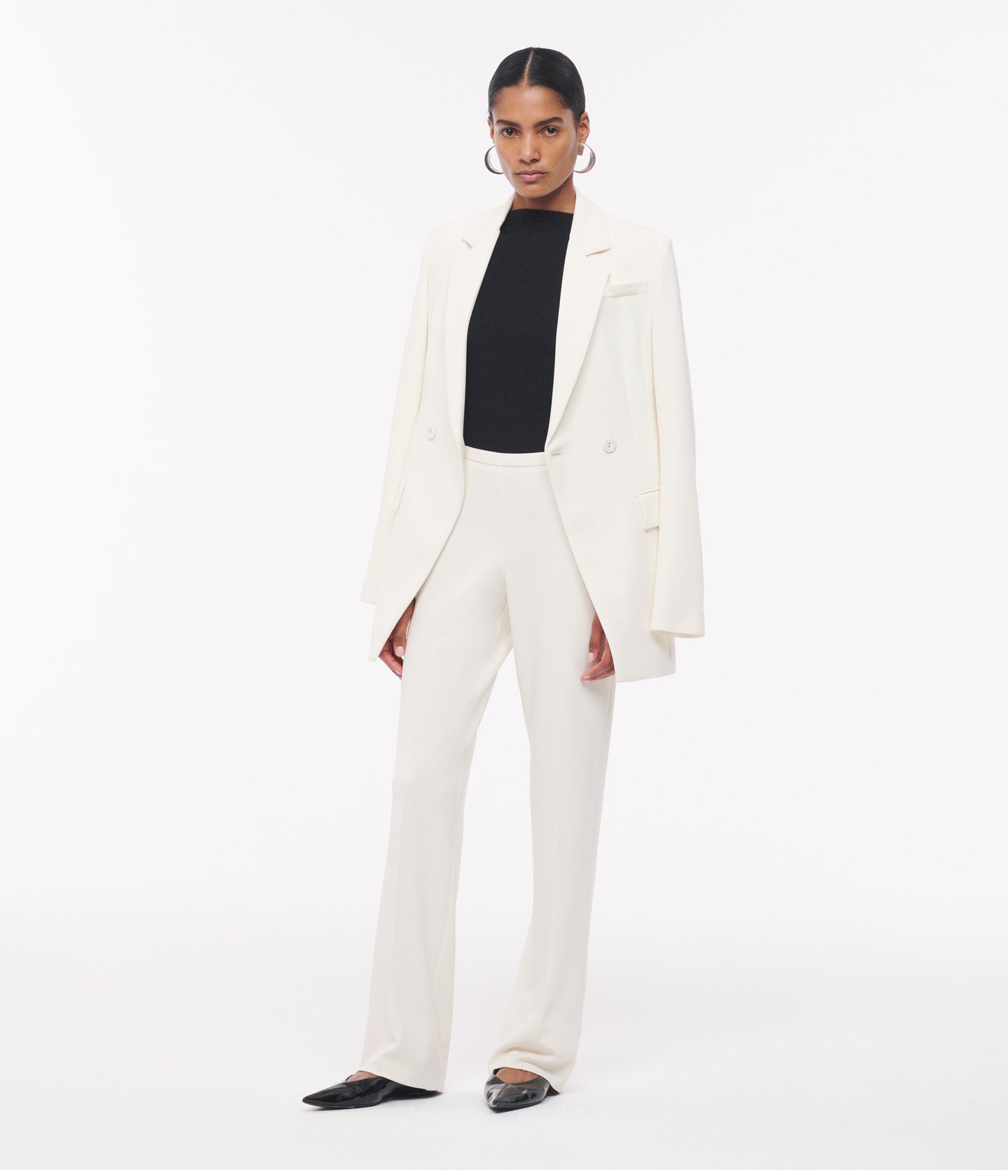 Another Tomorrow Jersey Pant in Cream – Viscose Women's Trousers