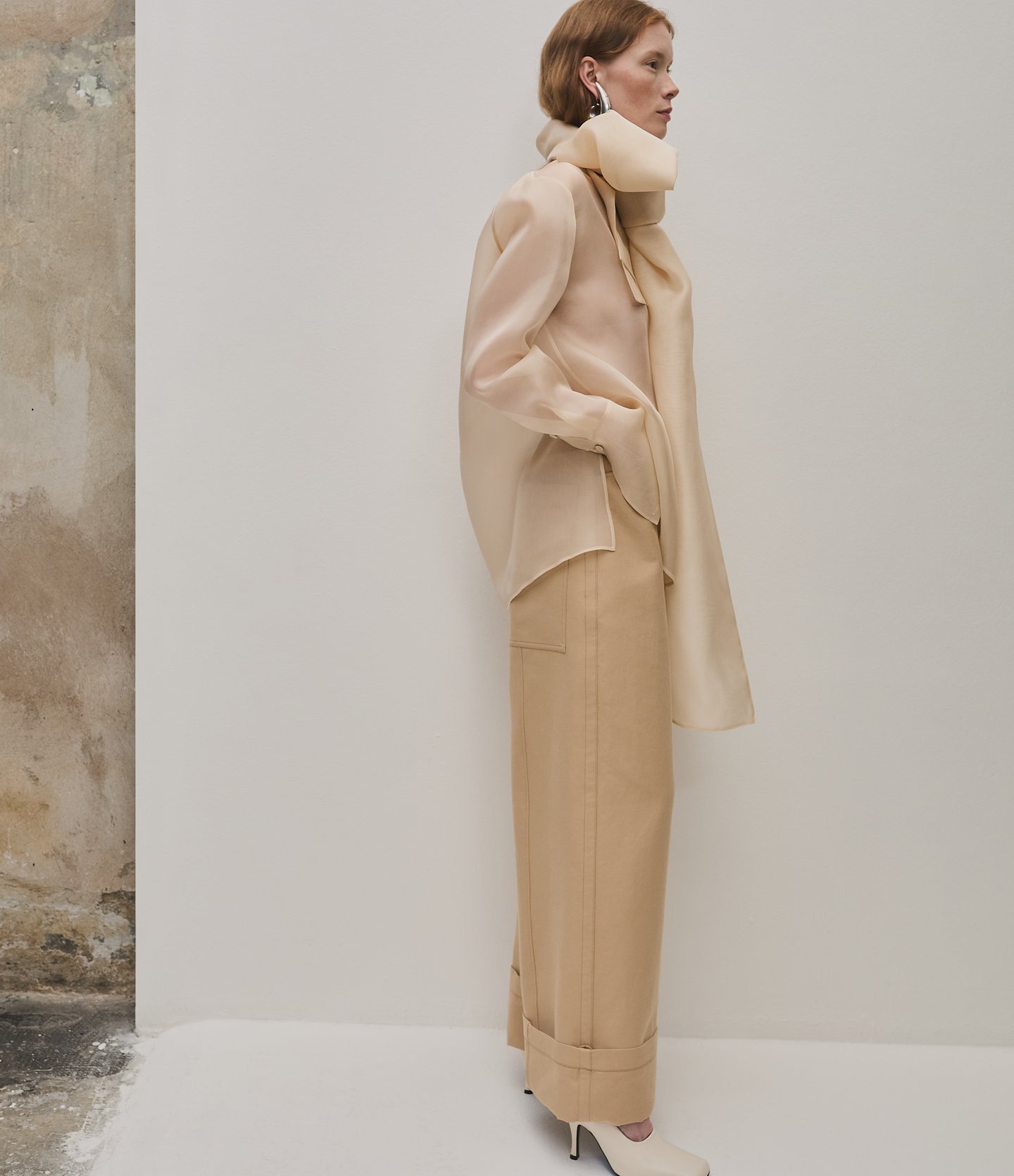 Another Tomorrow Wide Cuff Pant in Khaki – Cotton Women's Trousers