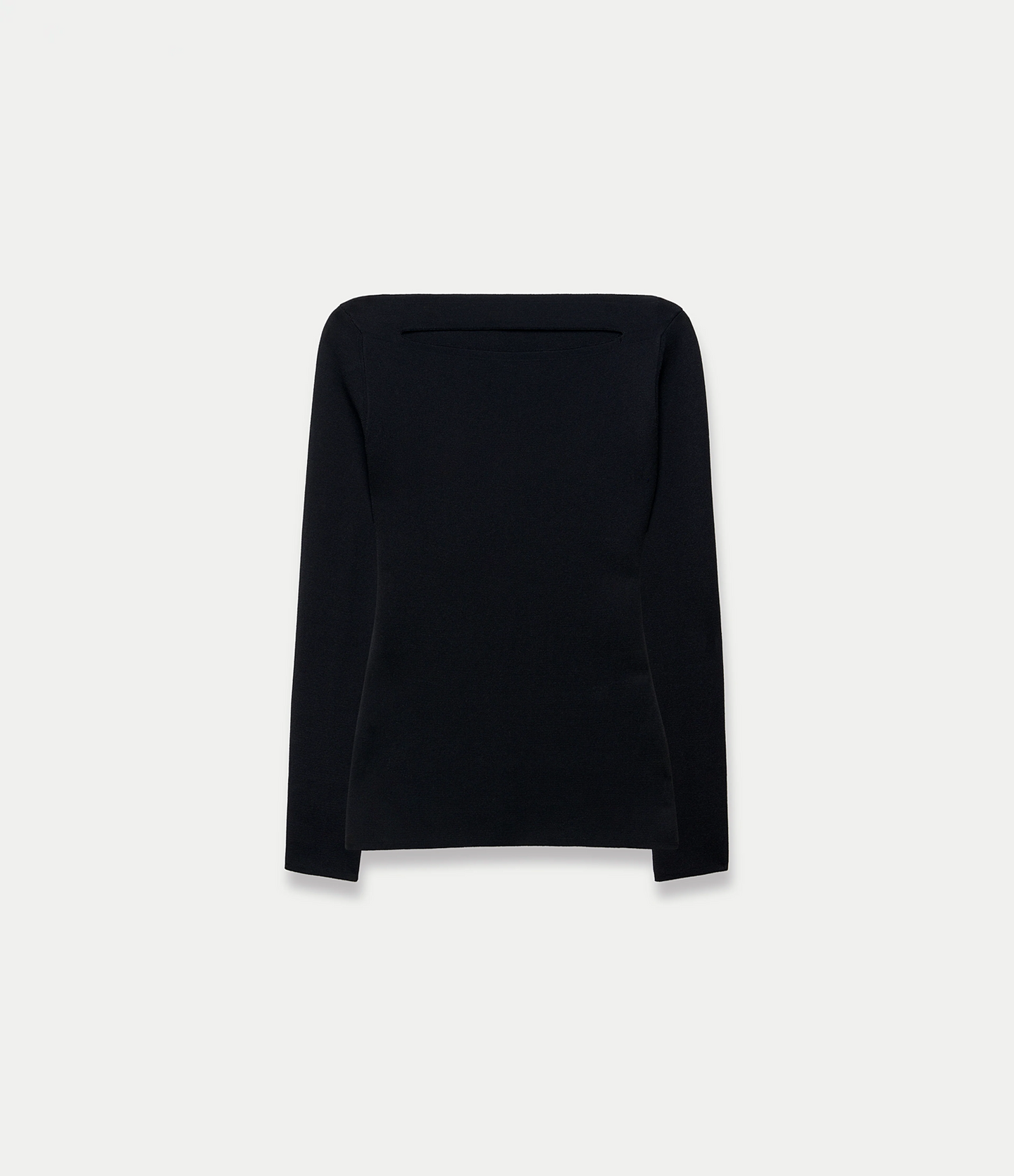 Another Tomorrow Compact Cutout Knit Top in Black – Viscose Women's Knitwear