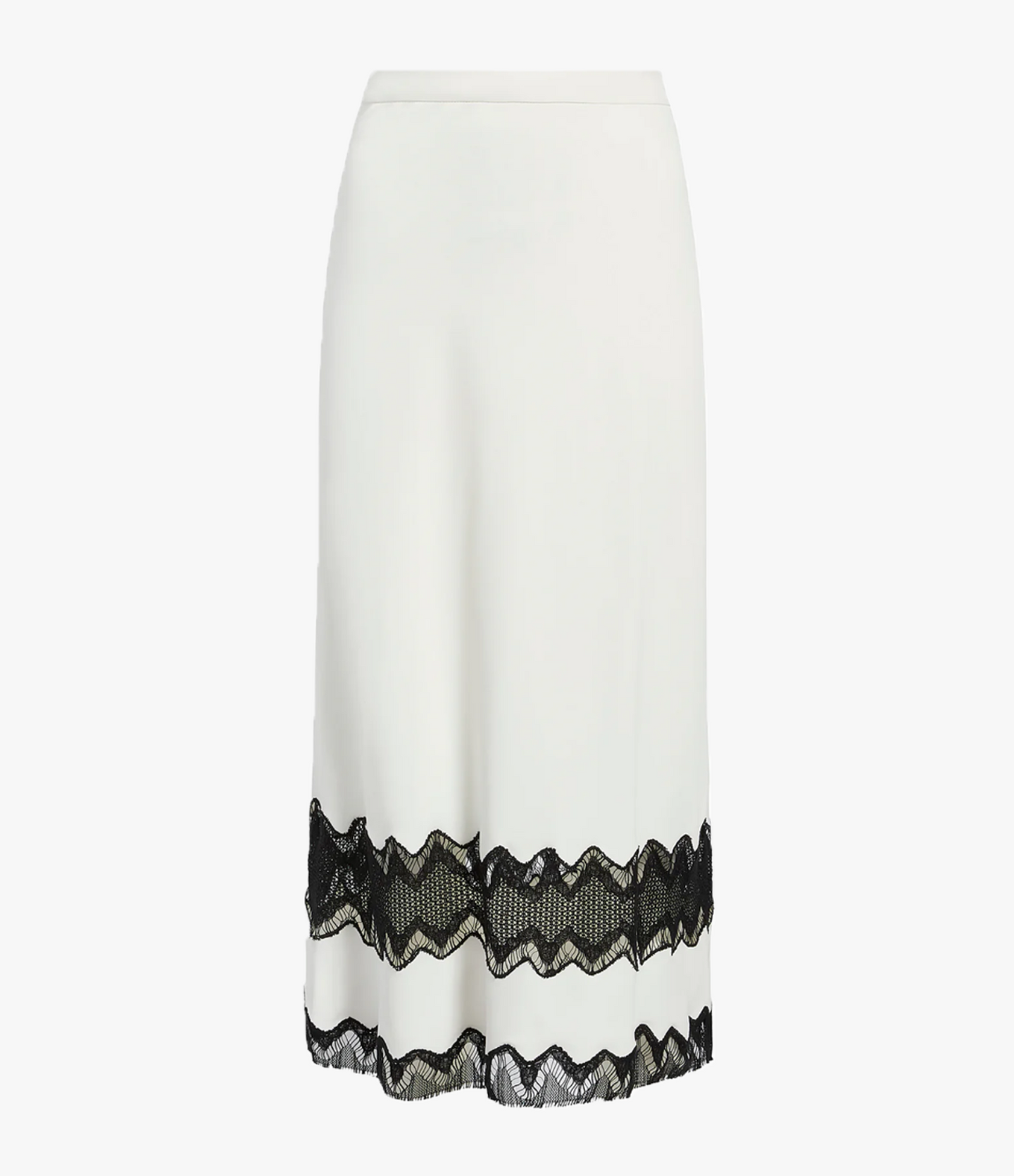 Another Tomorrow Lace Inset Skirt in White/Black – Viscose Women's Skirt