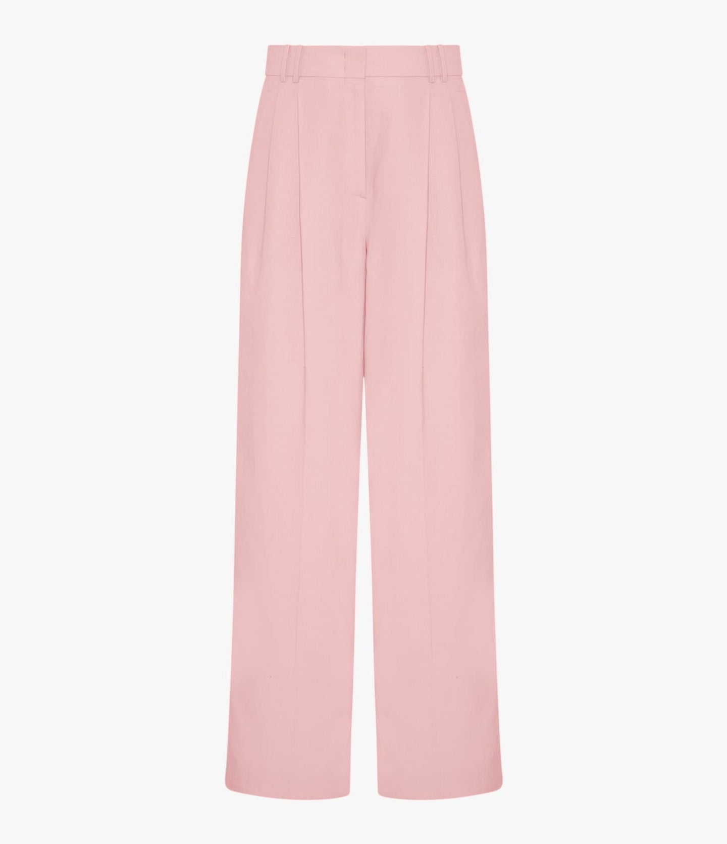 Another Tomorrow Linen Pleated Trouser in Seashell Pink – Linen Women's Trousers