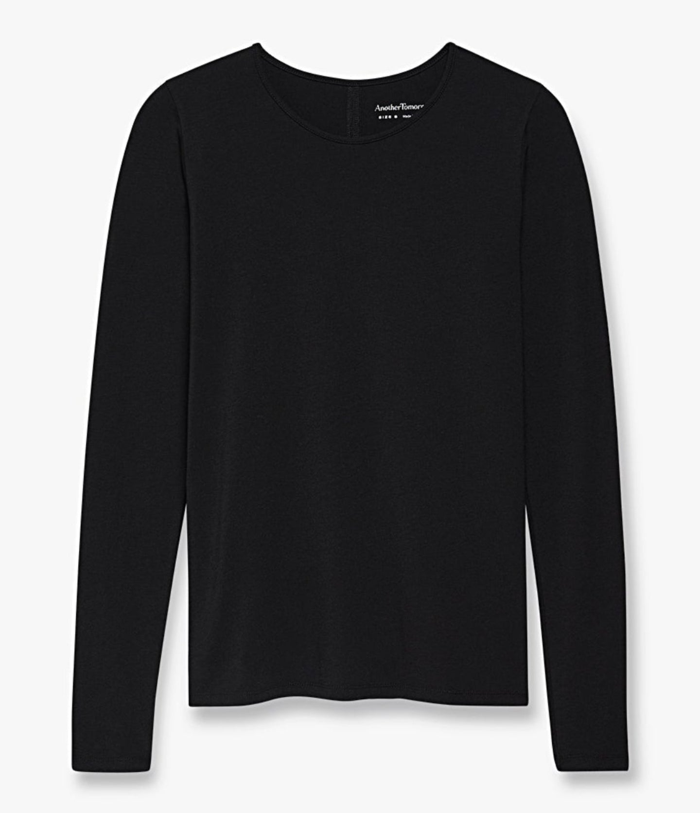 Another Tomorrow Long Sleeve Fitted Tee in Black – Cotton Women's Top