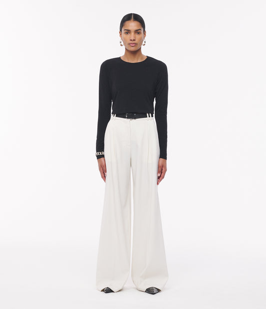 Another Tomorrow Long Sleeve Fitted Tee in Black – Cotton Women's Top