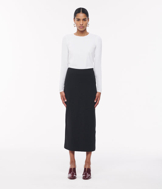Another Tomorrow Long Sleeve Fitted Tee in White – Cotton Women's Top
