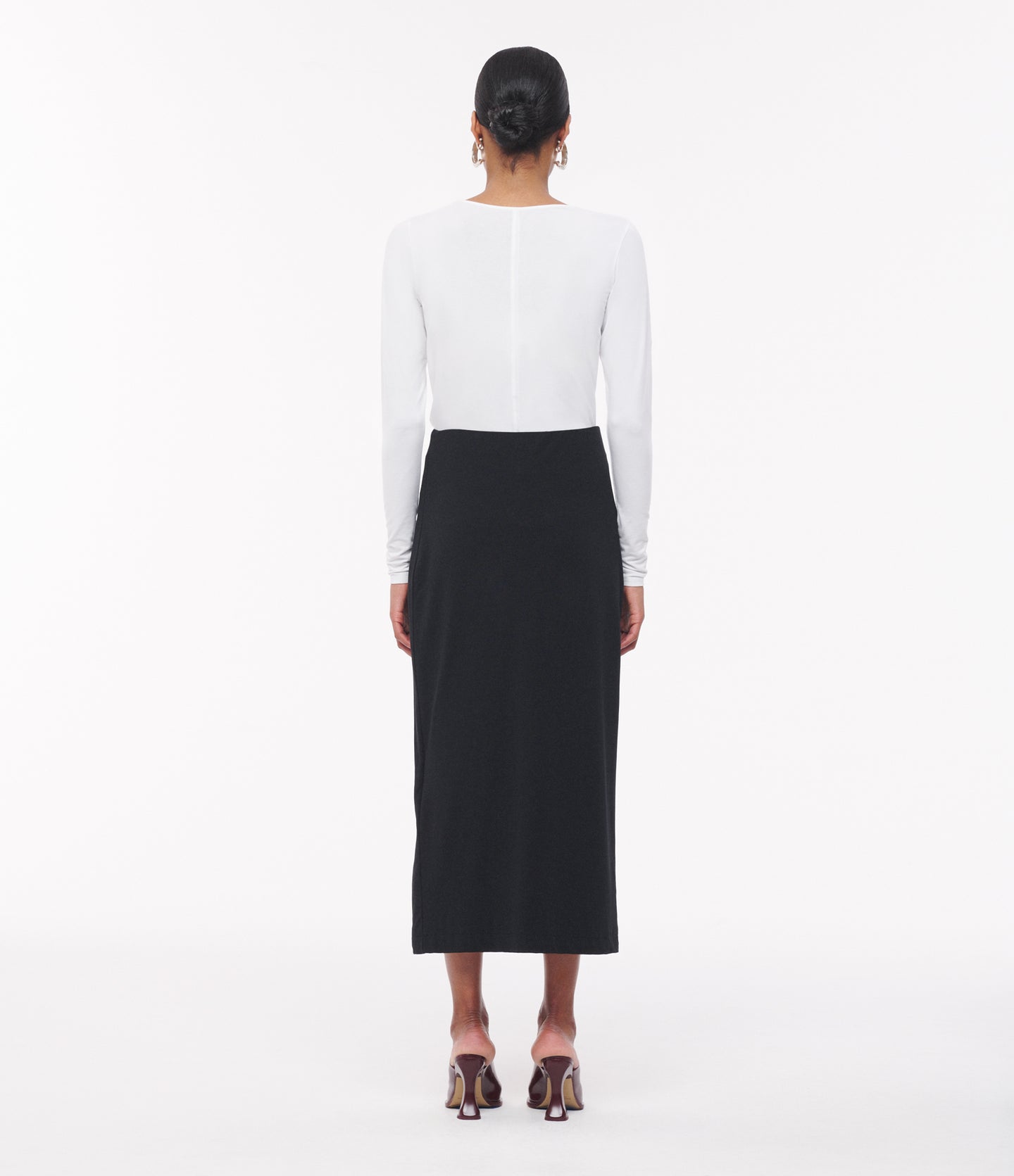 Another Tomorrow Long Sleeve Fitted Tee in White – Cotton Women's Top