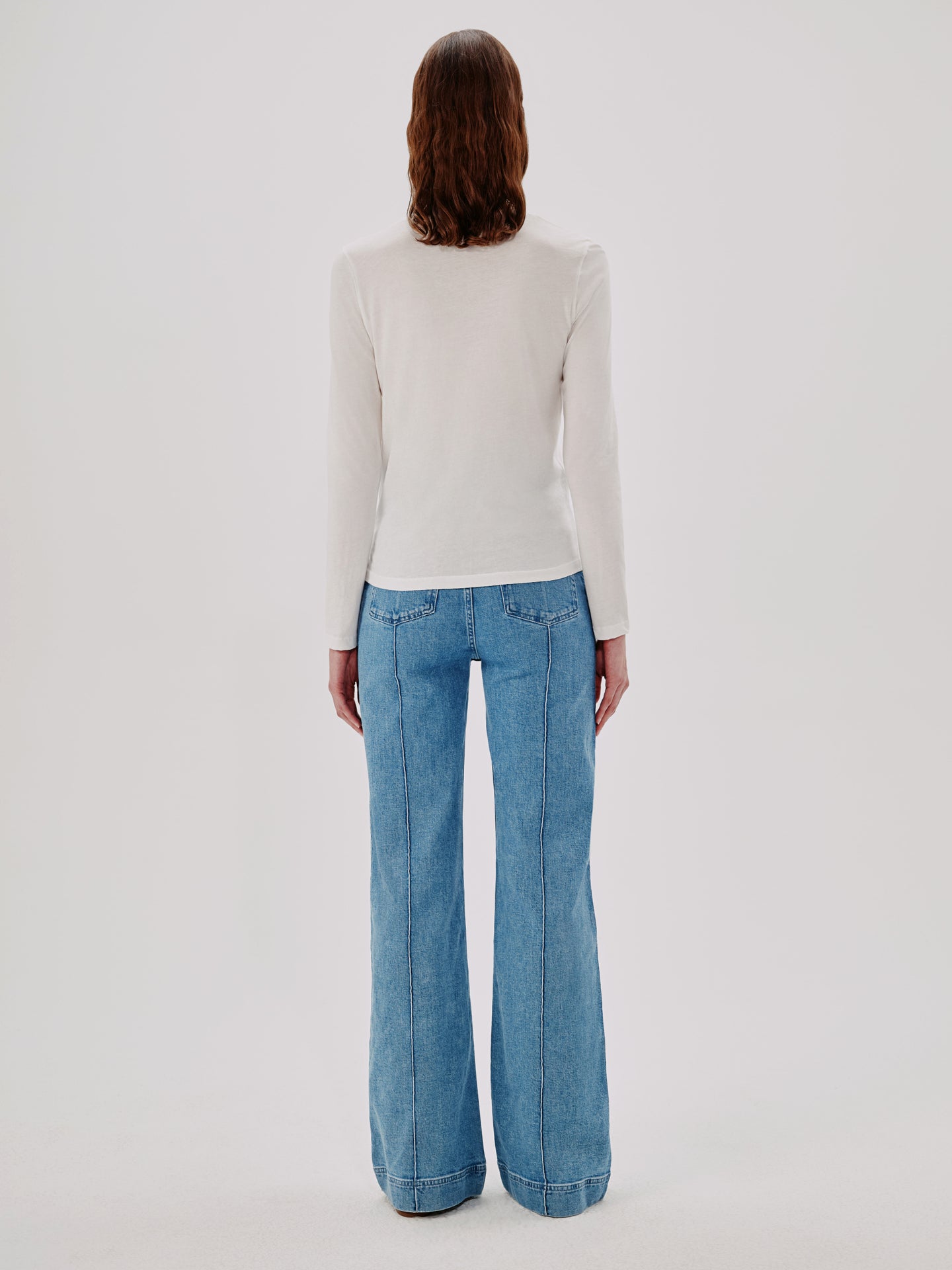 Another Tomorrow Long Sleeve T-Shirt in White – Cotton Women's Top
