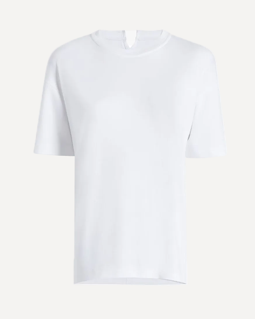 Another Tomorrow Luxe Seamed Short Sleeve in White – Cotton Women's Trousers