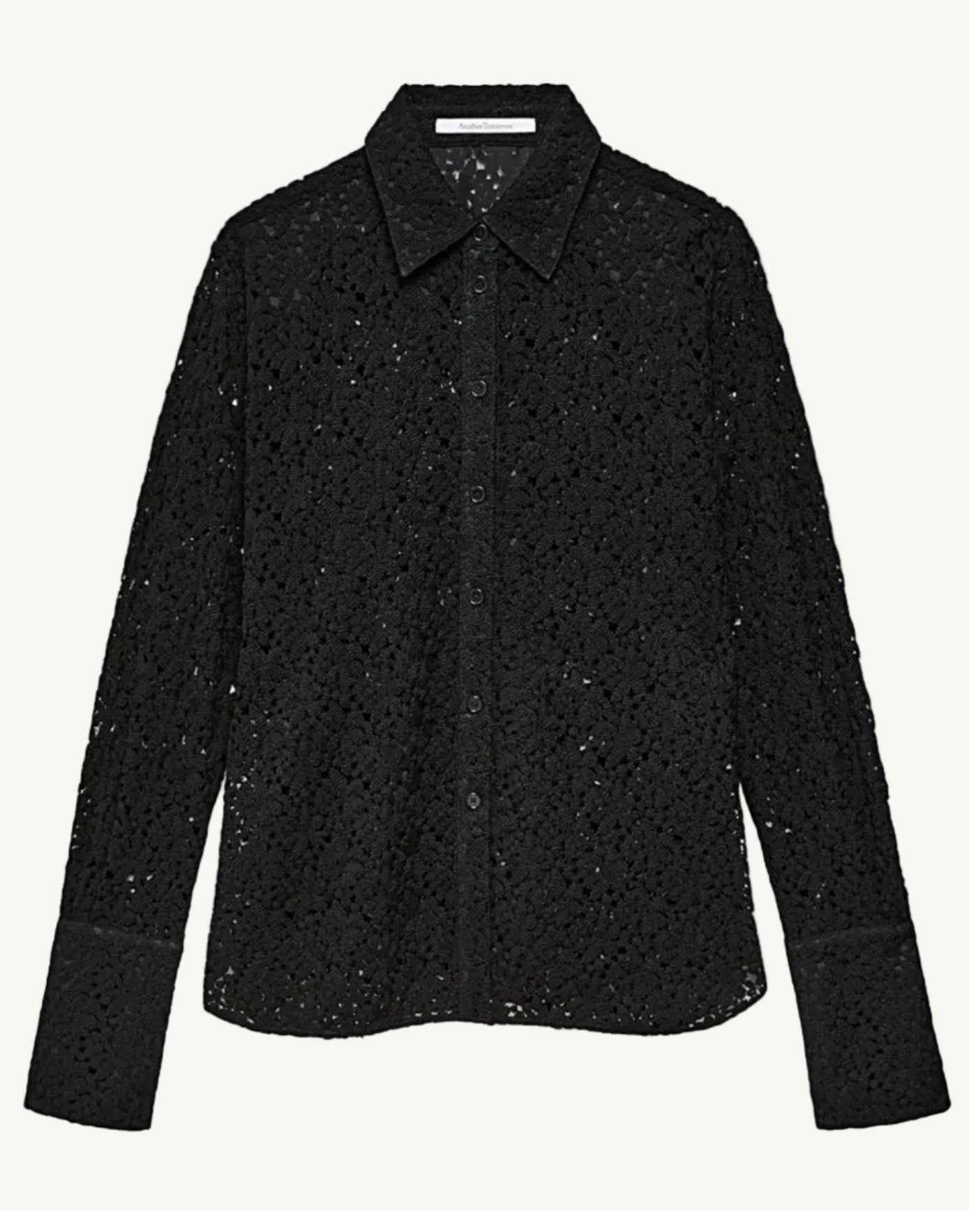 Another Tomorrow Lace Mens Shirt in Black – Cotton