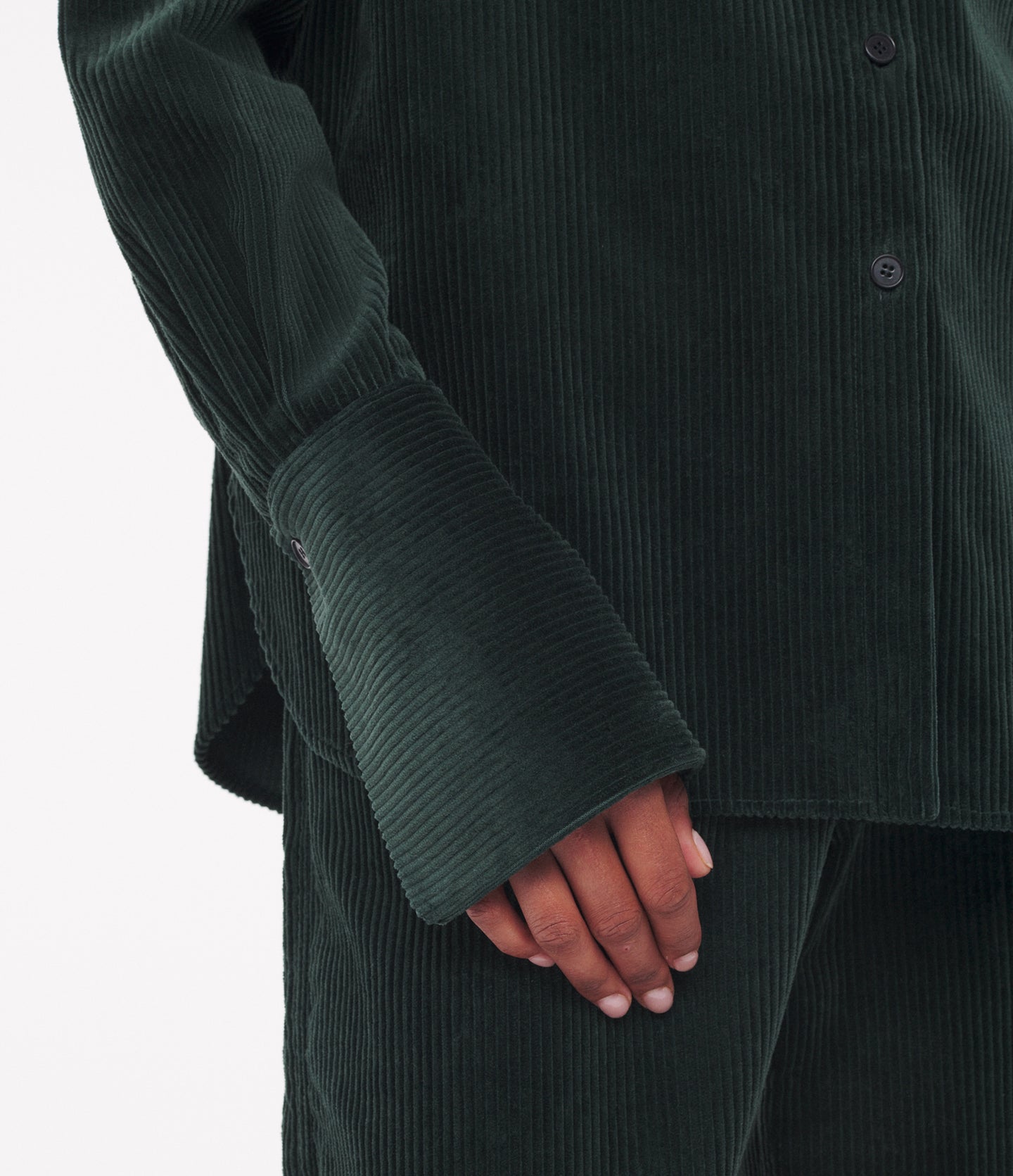 Another Tomorrow Corduroy Mens Shirt in Pine – Cotton