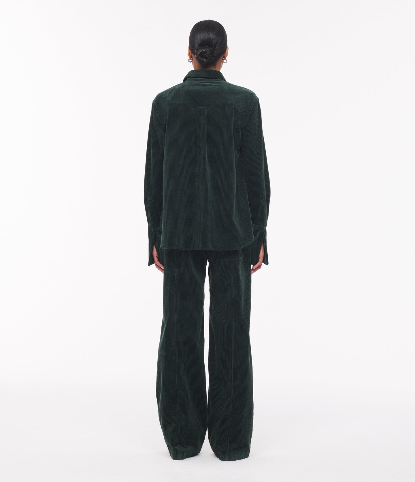 Another Tomorrow Corduroy Mens Shirt in Pine – Cotton