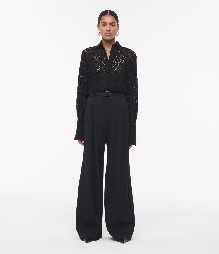 Another Tomorrow Lace Mens Shirt in Black – Cotton