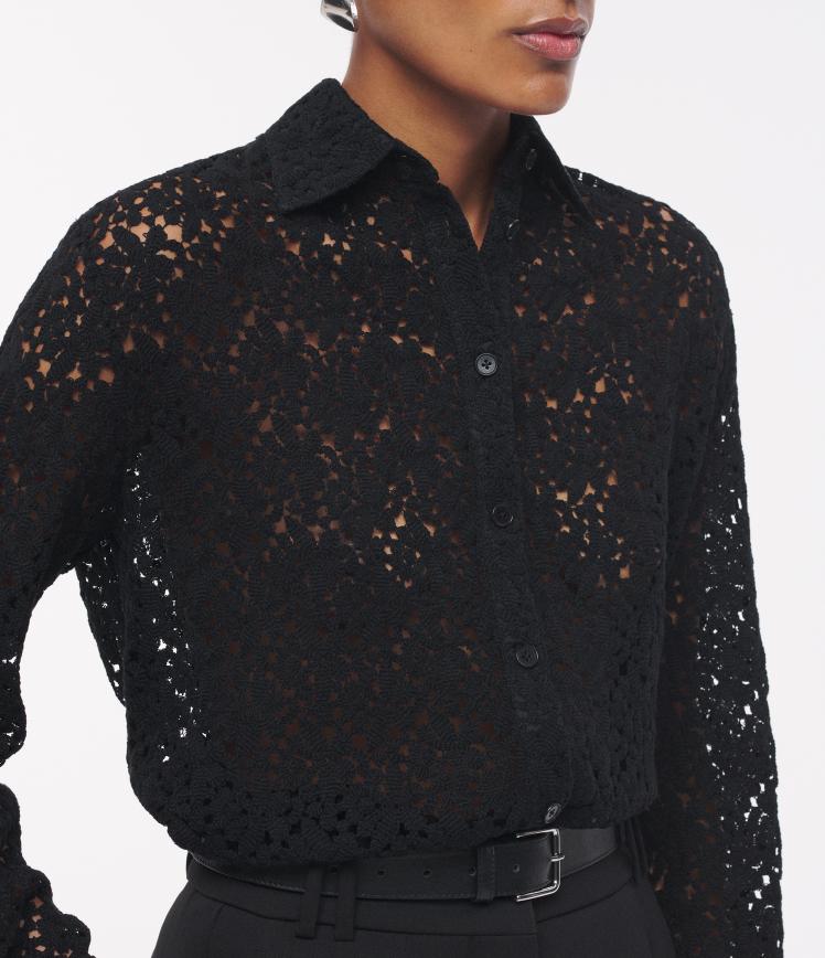 Another Tomorrow Lace Mens Shirt in Black – Cotton