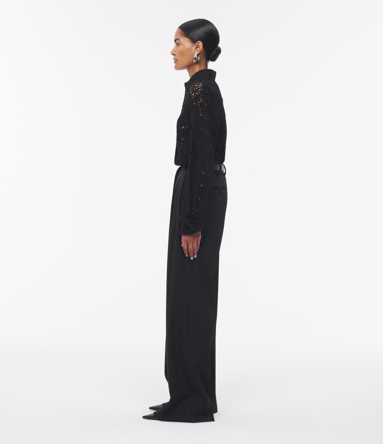 Another Tomorrow Lace Mens Shirt in Black – Cotton